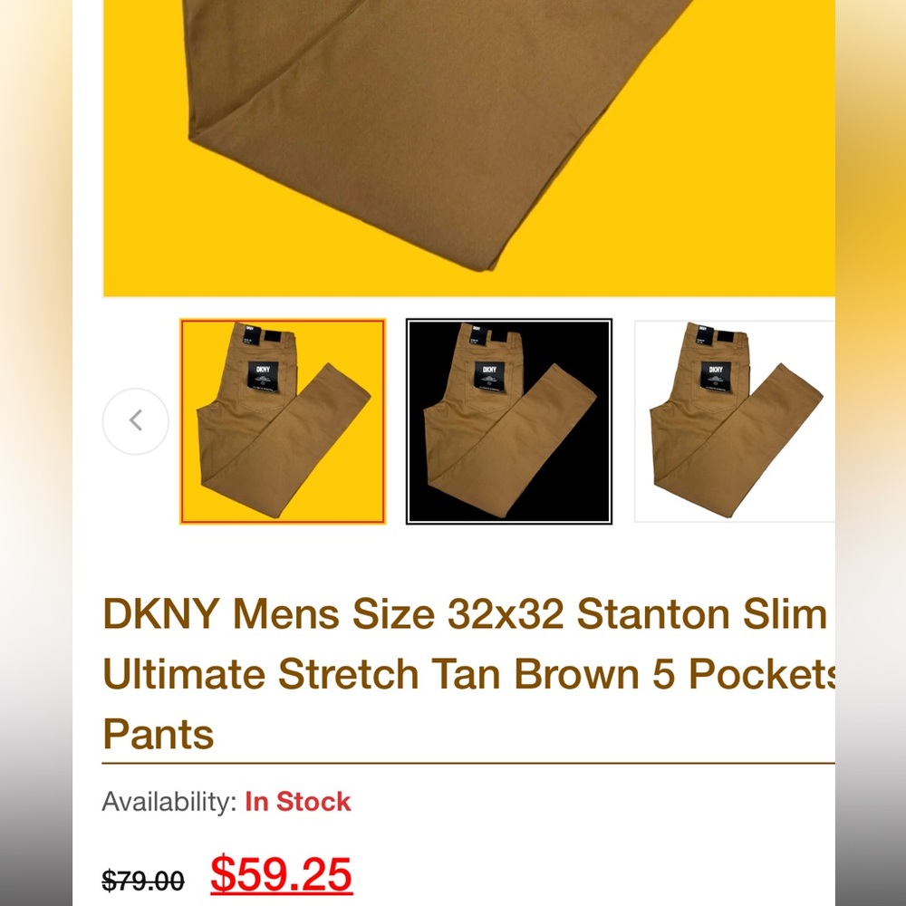 DKNY Stanton slim fit Tan khaki Jeans